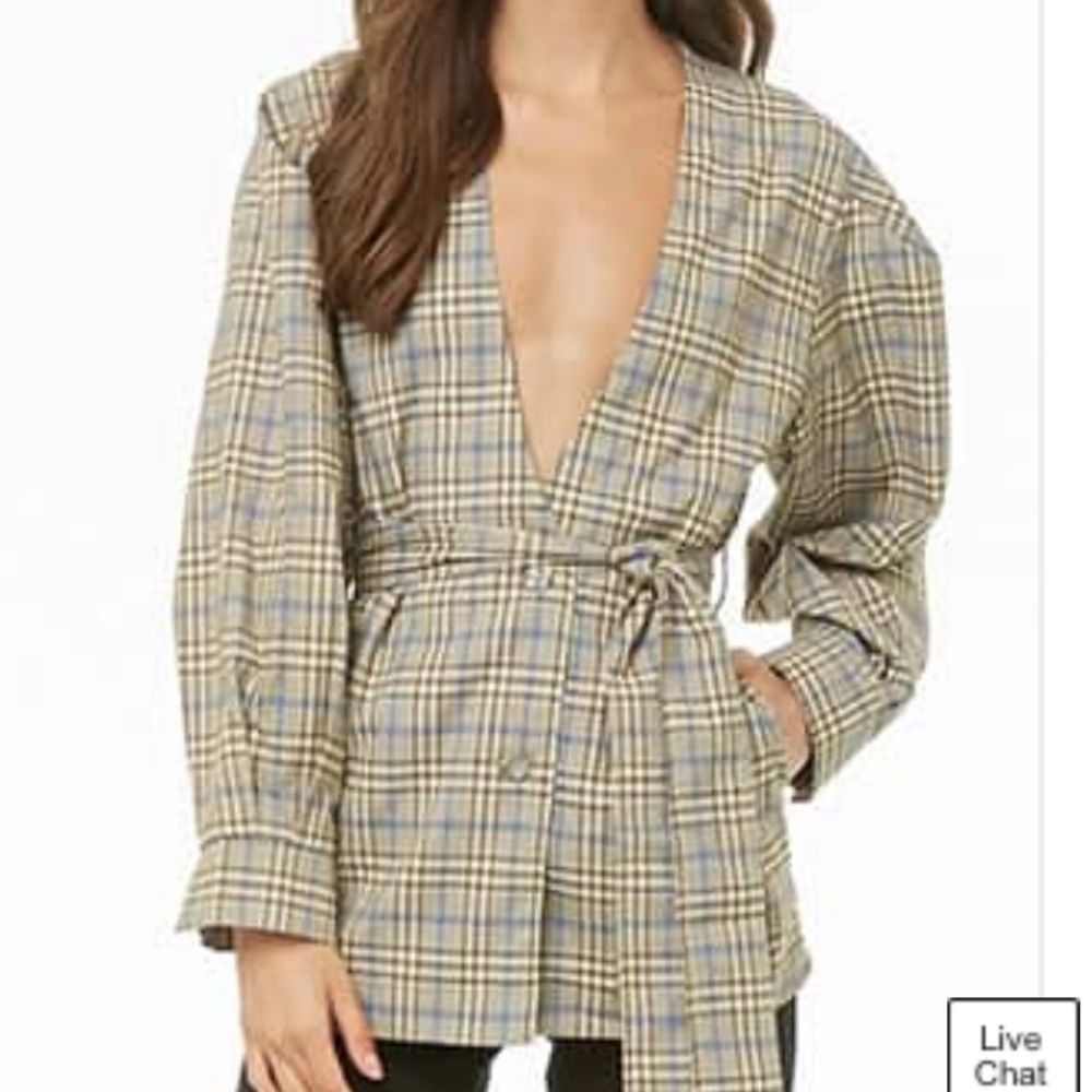 Lulus Plaid Blazer w/ Balloon Sleevea 🖤